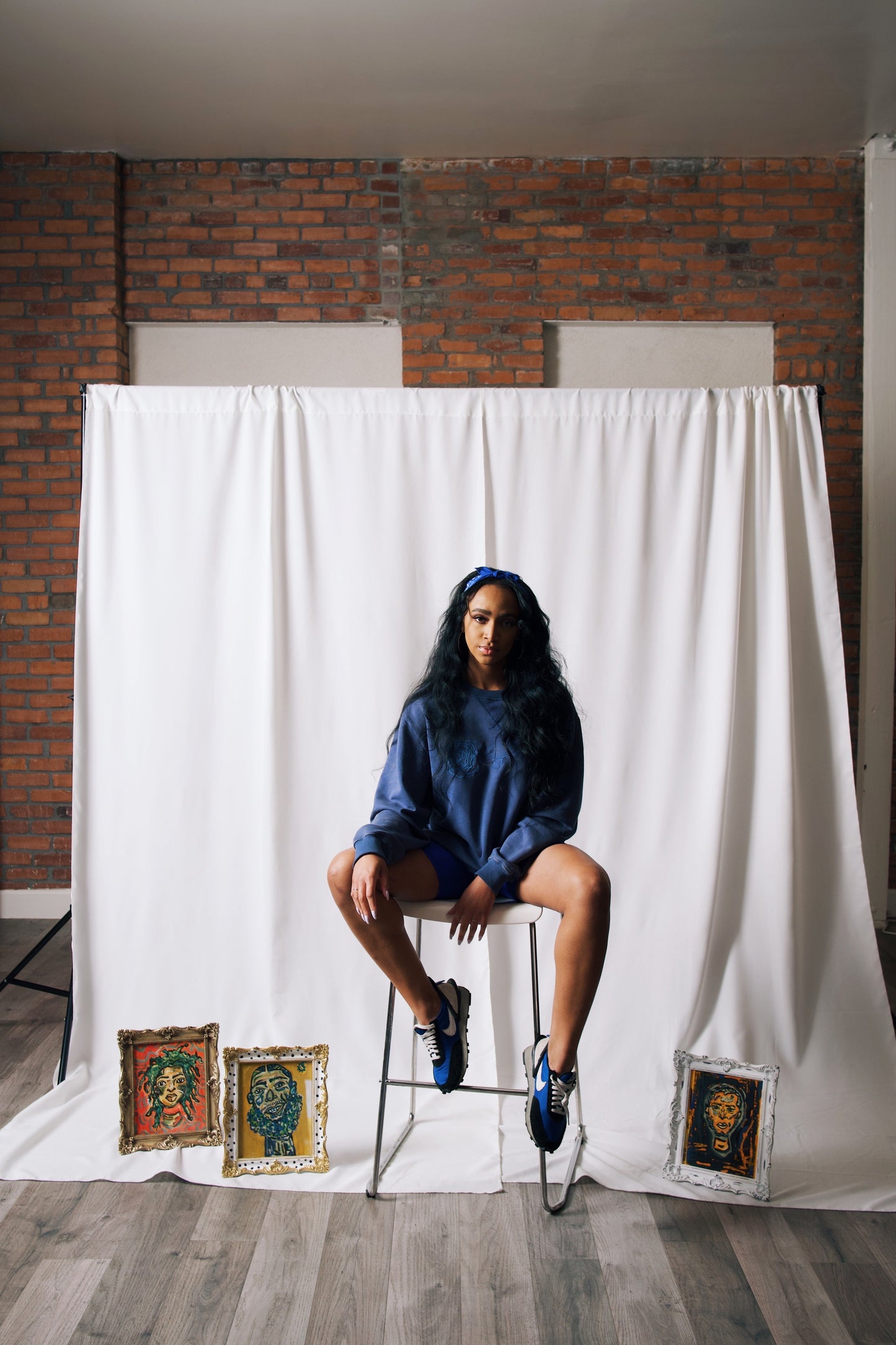 Indigo Blue Rose Crewneck