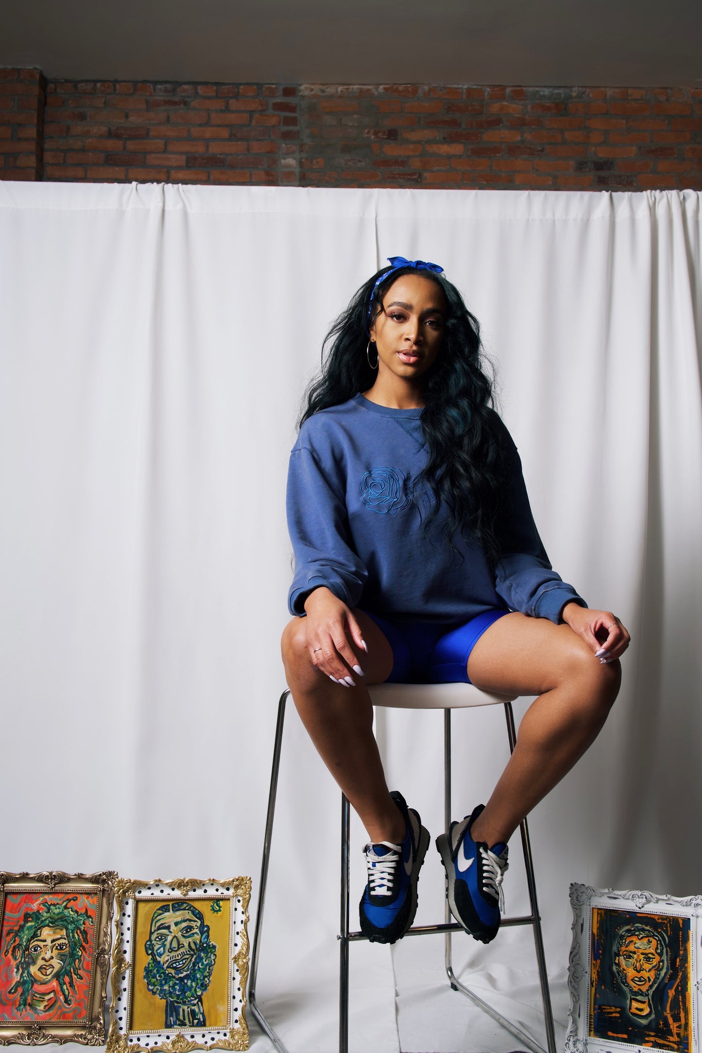 Indigo Blue Rose Crewneck