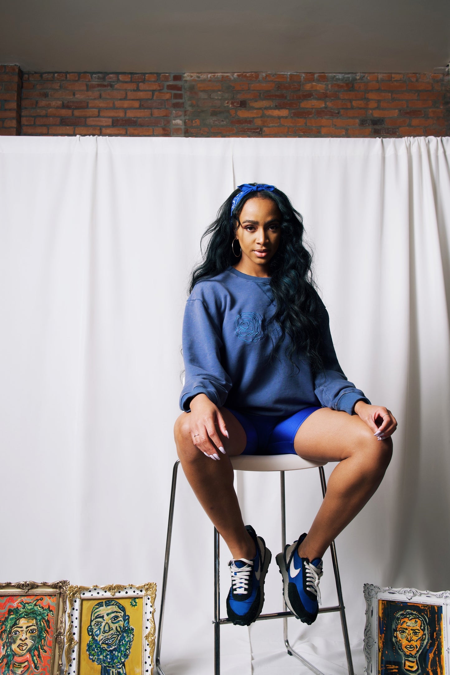 Indigo Blue Rose Crewneck