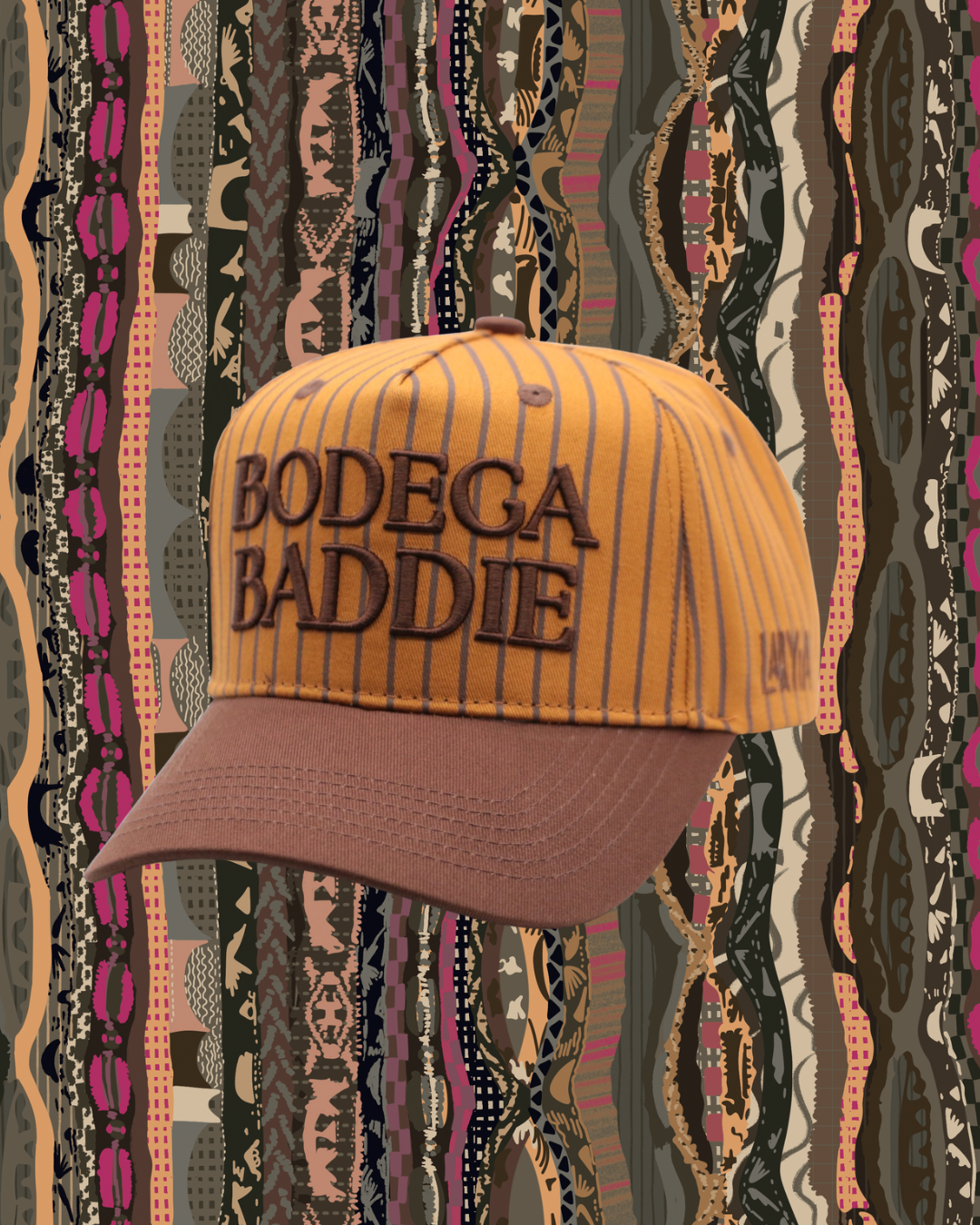 Bodega Baddie Cocoa Brown Stripe Retro A-Frame hat