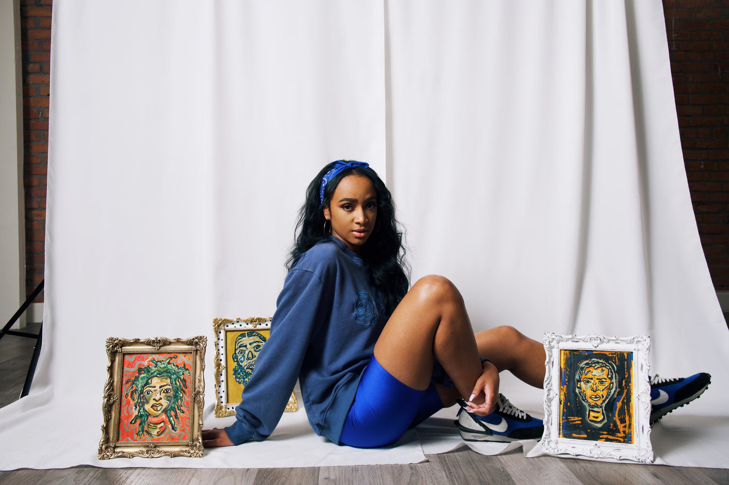 Indigo Blue Rose Crewneck