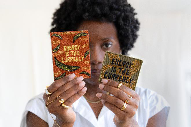 Energy is the Currency Black Lettered Patch