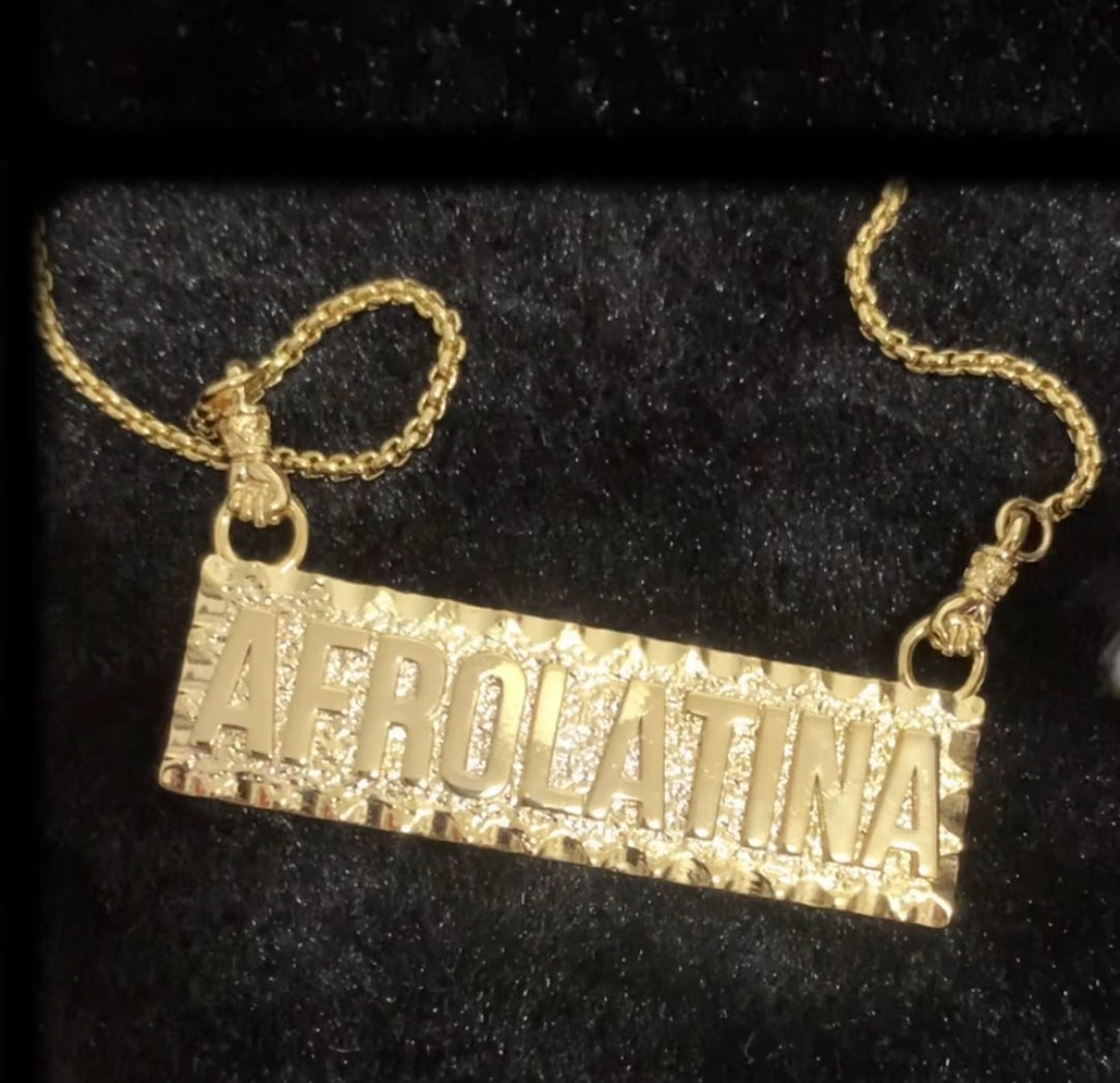 Afrolatina 18 karat dipped, Name Plate