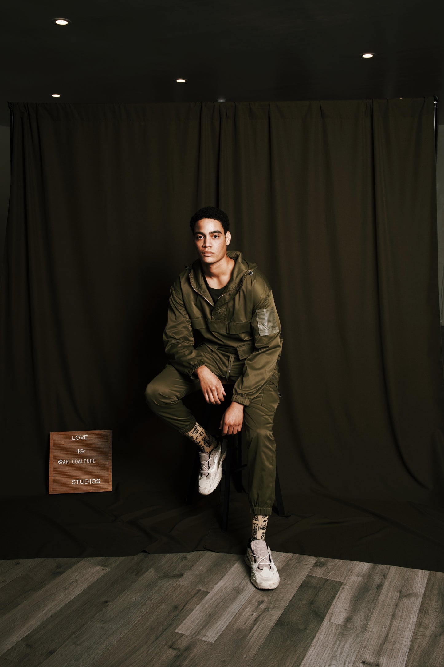 Love Without Reason Track Suit in Chive