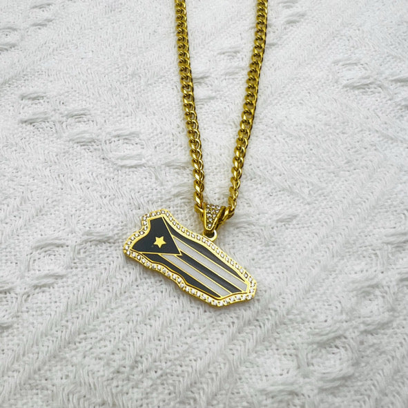 Puerto Rico flag pendant necklace in gold
