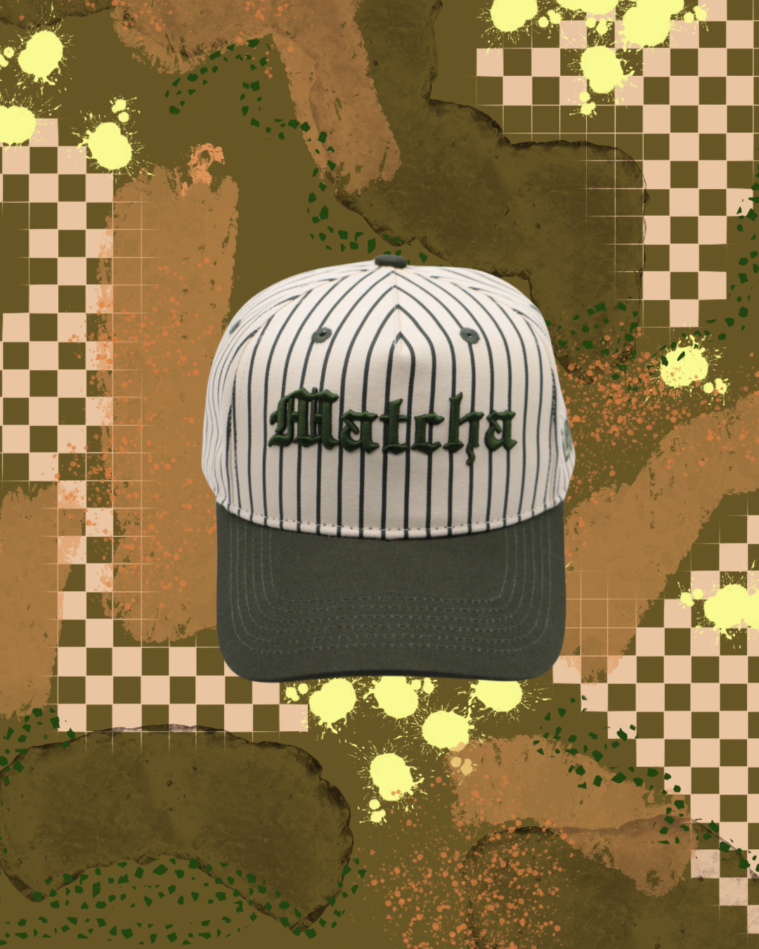Matcha Pistachio Green Stripe Retro A-Frame hat