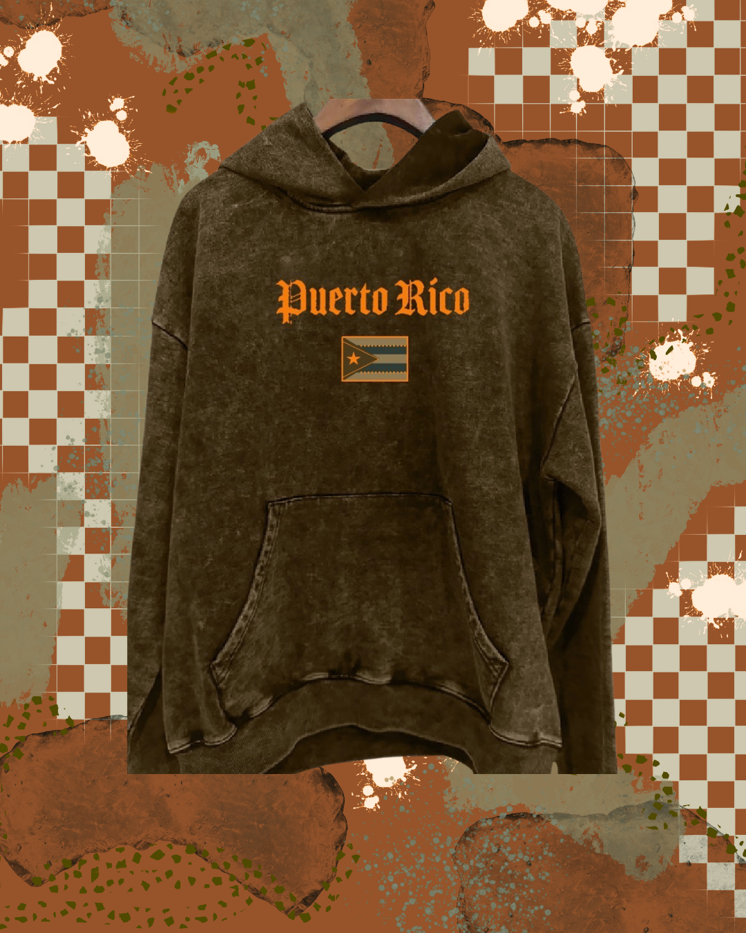 Puerto Rico hoodie in Mushroom and Carrot