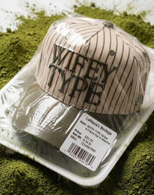 Wifey Type Matcha Stripe Retro A-Frame Baseball Cap - LaRayia's Bodega
