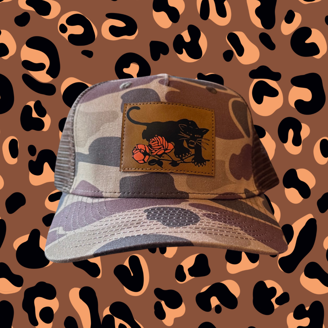 Panther Rose Tan Camo Trucker