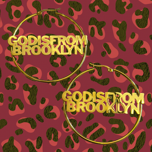 GOD IS FROM BROOKLYN Gold Hoops
